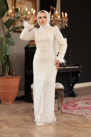 Modest Ecru Bridal Gown 51351E - 2