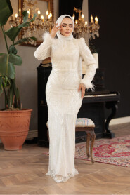 Modest Ecru Bridal Gown 51351E - 1