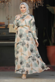 Modest Ecru Chiffon Dresses 50353E - 2