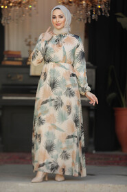 Modest Ecru Chiffon Dresses 50353E - 3