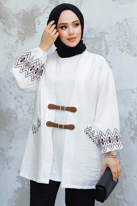 Modest Ecru Coat 4363E - NEVA STYLE