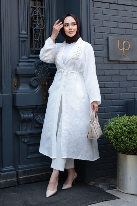 Modest Ecru Coat 6714E - NEVA STYLE