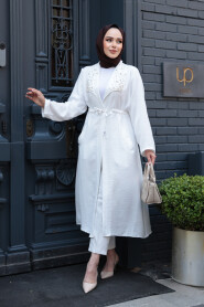 Modest Ecru Coat 6714E - 3