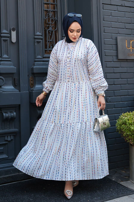Modest Ecru Eid Dress 103016E - NEVA STYLE