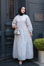 Modest Ecru Eid Dress 103016E - 4