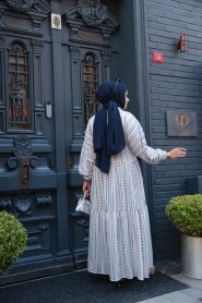Modest Ecru Eid Dress 103016E - 5