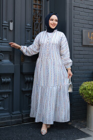 Modest Ecru Eid Dress 103016E - 2