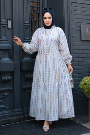 Modest Ecru Eid Dress 103016E - 3