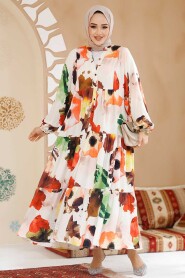 Modest Ecru Eid Dress 24057E - 2