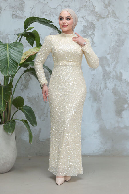 Modest Ecru Engagement Gown 4762E - NEVA STYLE