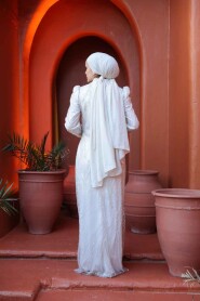 Modest Ecru Engagement Gown 51403E - 6