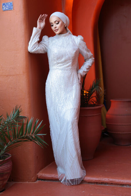 Modest Ecru Engagement Gown 51403E - NEVA STYLE