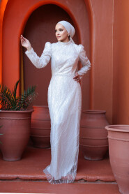 Modest Ecru Engagement Gown 51403E - 2