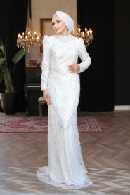 Modest Ecru Evening Dress 51636E - 2