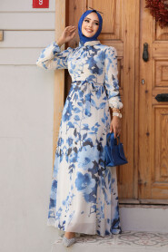 Modest Ecru Floral Dress 279328E - 2