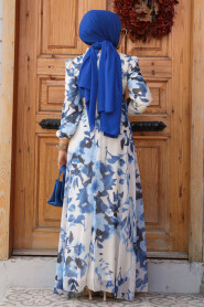 Modest Ecru Floral Dress 279328E - 3