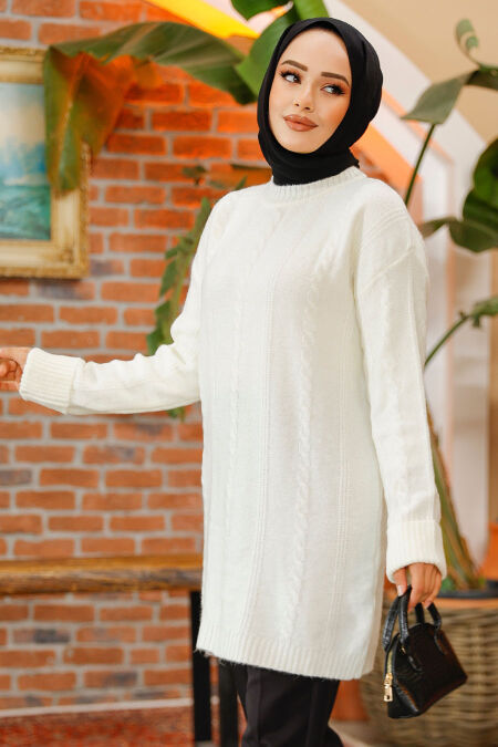 Modest Ecru Knitwear Jumper Top 20051E - NEVA STYLE