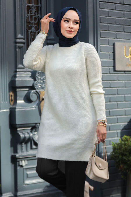 Modest Ecru Knitwear Top 20085E - NEVA STYLE