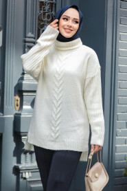 Modest Ecru Knitwear Top 20441E - 3