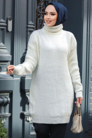 Modest Ecru Knitwear Tunic 20223E - 1