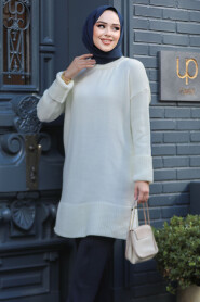 Modest Ecru Knitwear Tunic 71501E - 3