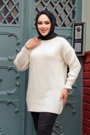 Modest Ecru Knitwear Tunic 7852E - 2