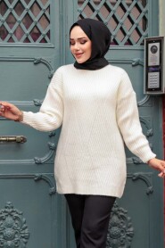 Modest Ecru Knitwear Tunic 7852E - 1