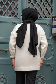 Modest Ecru Knitwear Tunic 7852E - 3