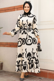 Modest Ecru Long Dress 23433E - 1