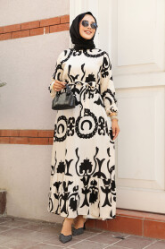 Modest Ecru Long Dress 23433E - 2