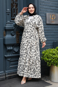 Modest Ecru Long Sleeve Dress 235803E - 4