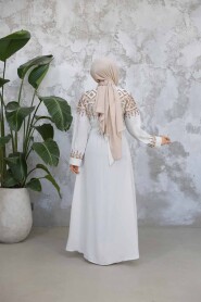 Modest Ecru Plus Size Abaya 90313E - 4