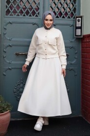 Modest Ecru Skirt Dual Suit 12261E - 1