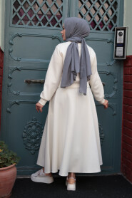 Modest Ecru Skirt Dual Suit 12261E - 4