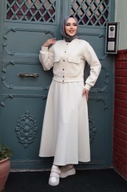 Modest Ecru Skirt Dual Suit 12261E - 2