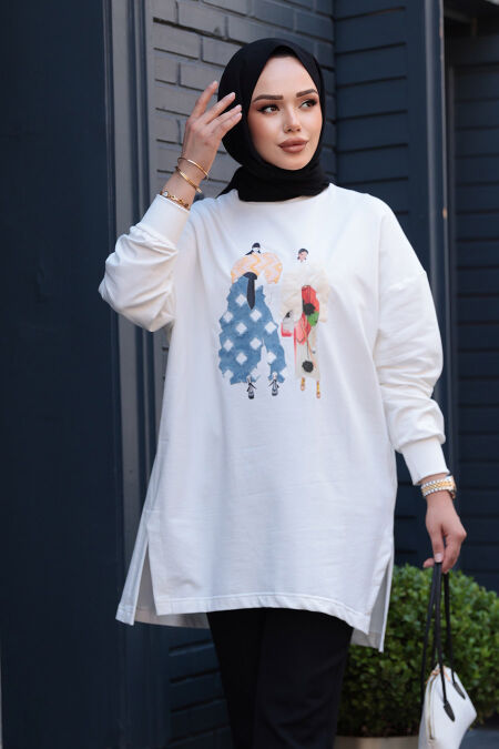 Modest Ecru Tunic 10634E - NEVA STYLE