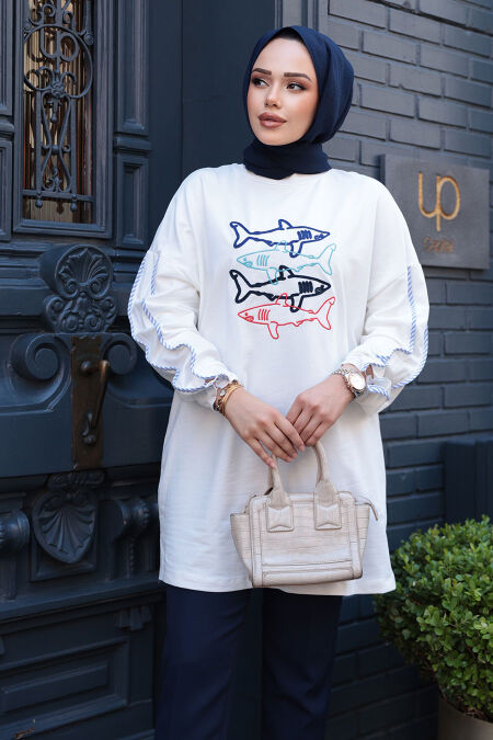 Modest Ecru Tunic 10640E - NEVA STYLE