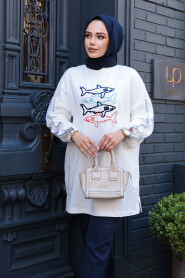 Modest Ecru Tunic 10640E - 4
