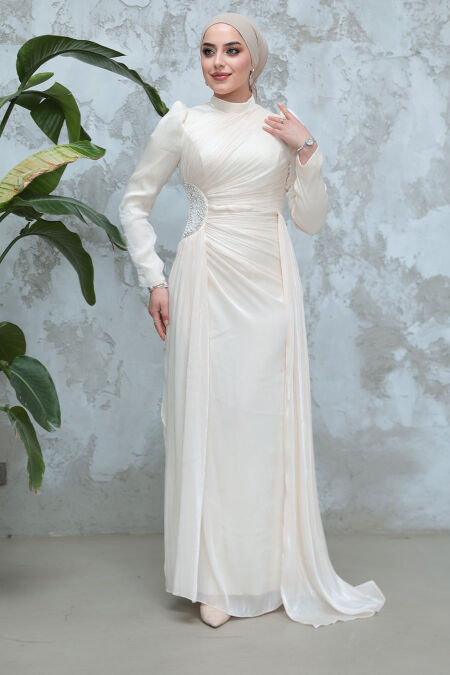 Modest Ecru Wedding Dress 51481E - NEVA STYLE