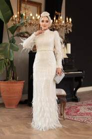 Modest Ecru Wedding Gown 51001E - 1