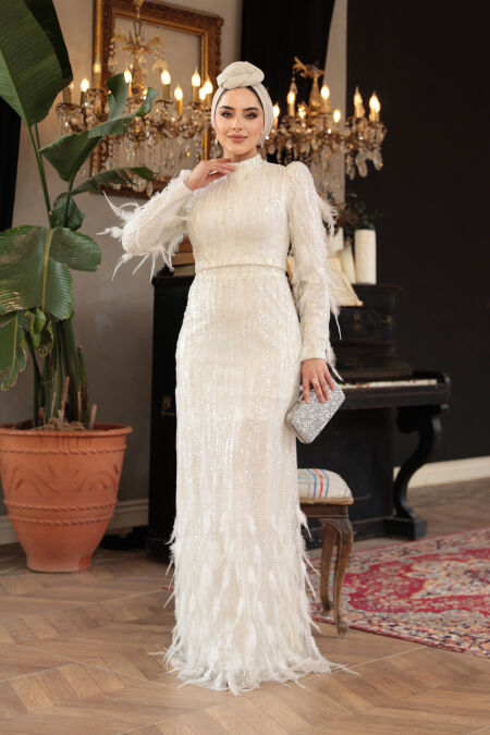 Modest Ecru Wedding Gown 51001E - NEVA STYLE