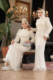 Modest Ecru Wedding Gown 51001E - 2