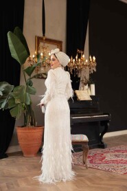 Modest Ecru Wedding Gown 51001E - 3