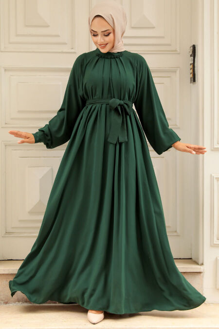 Modest Emerald Green Abaya Dress 330113ZY - NEVA STYLE
