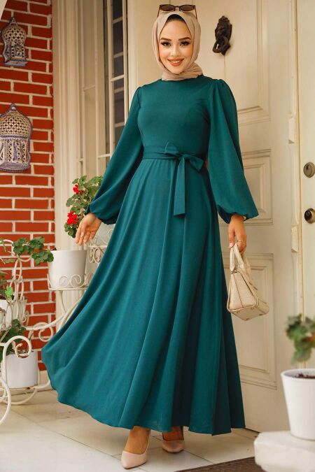 Modest Emerald Green Dress For Plus Size 23101ZY - NEVA STYLE
