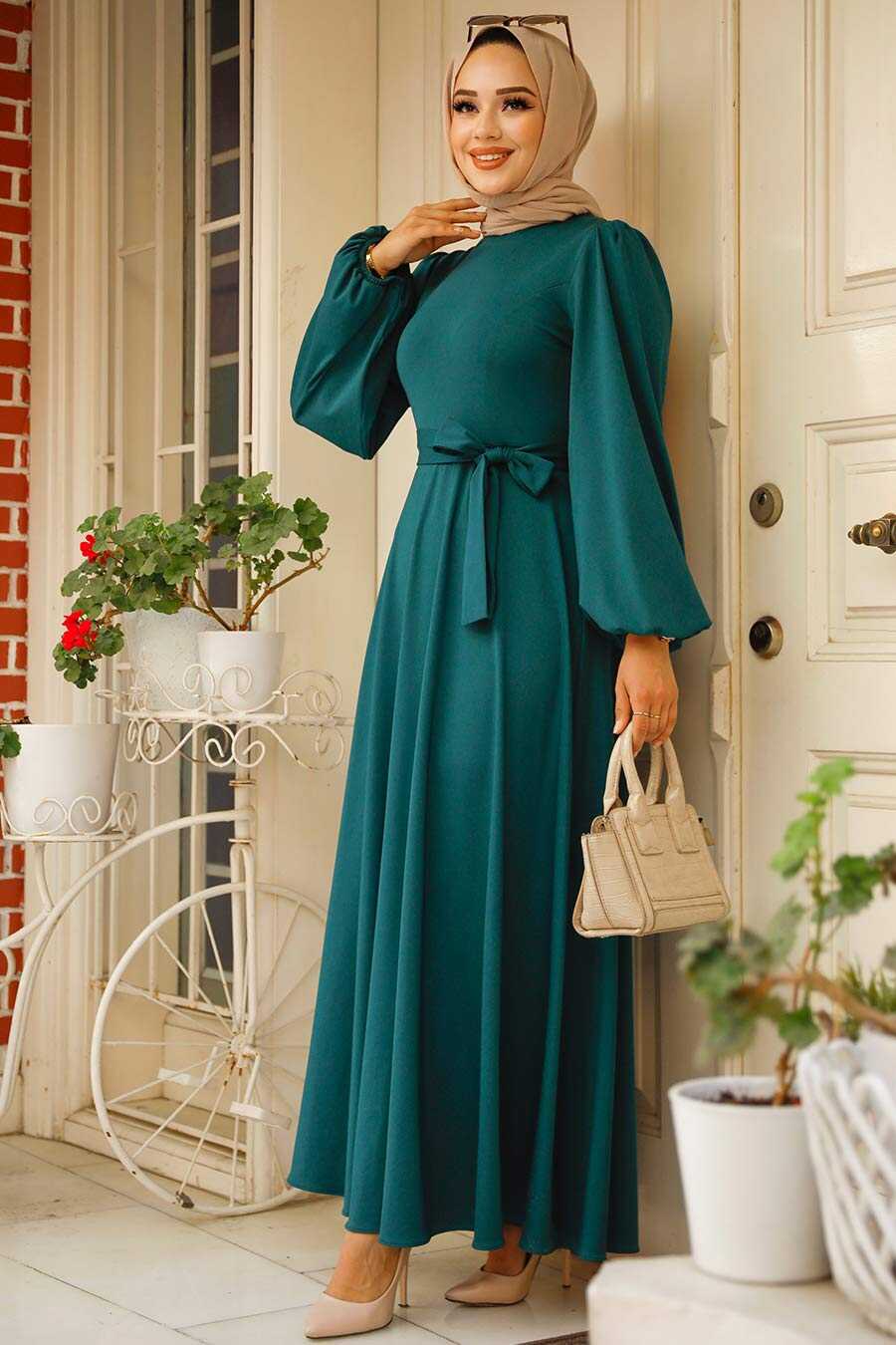 Modest Emerald Green Dress For Plus Size 23101ZY - Neva-style.com