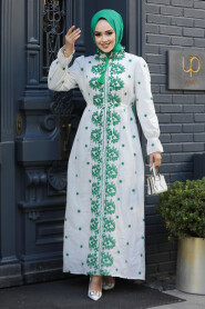 Modest Emerald Green Eid Dress 13503ZY - 2