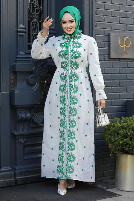 Modest Emerald Green Eid Dress 13503ZY - Neva-style.com
