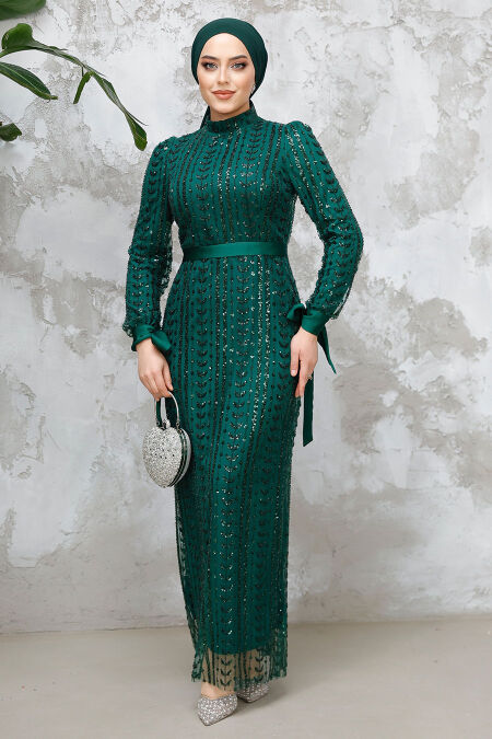 Modest Emerald Green Engagement Gown 4891ZY - NEVA STYLE