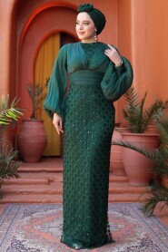 Modest Emerald Green Engagement Gown 4961ZY - 4